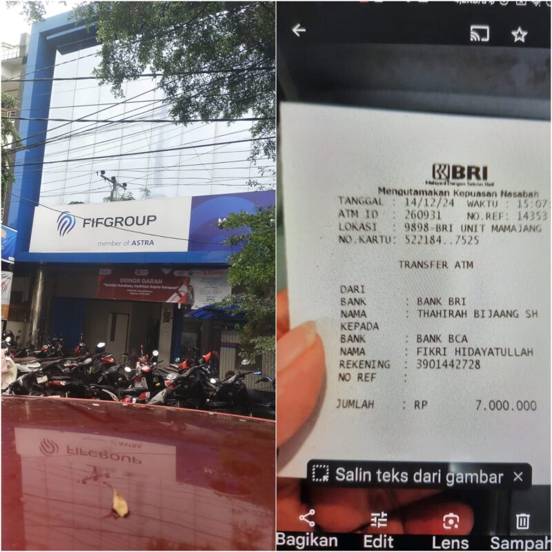 Karyawan FIF Cabang Cendrawasih Diduga Lakukan Penagihan Bermasalah, Konsumen Rugi Rp7 Juta